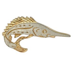 Vintage Sailfish Swordfish Mens Cufflinks Two Tone Silver Gold Fish Nautical